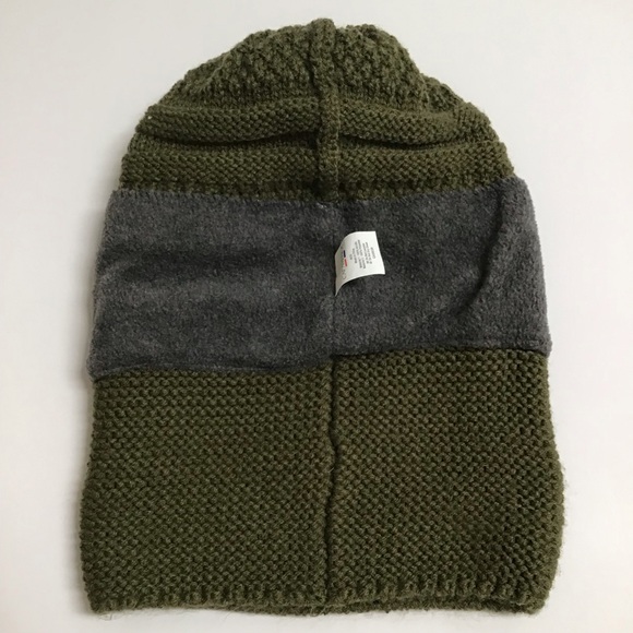 Peterbilt Big Rig Tractor Pom Knit Beanie Patch Ski Beach Skate Army Green VTG - Picture 5 of 10